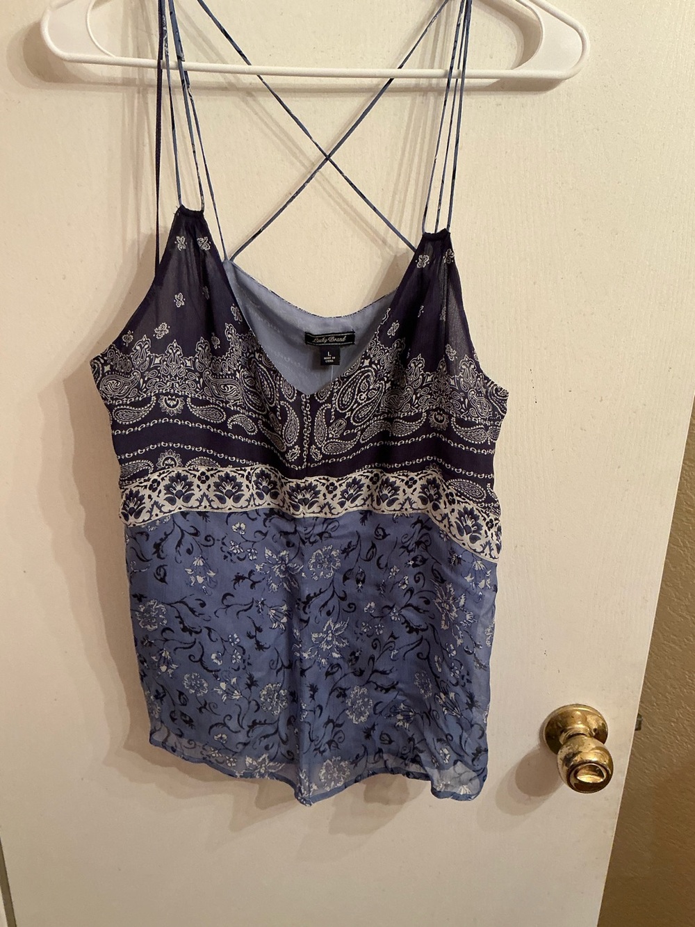 Lucky Brand Strappy Bandana Print Cami Top in Blue